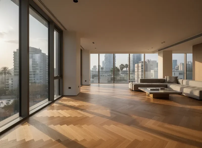 התקנת פרקט פישבון יוקרתי בדירת פנטהאוז בהרצליה
